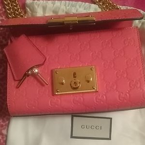 Gucci Bags/Pink GG Embossed Gucci Padlock